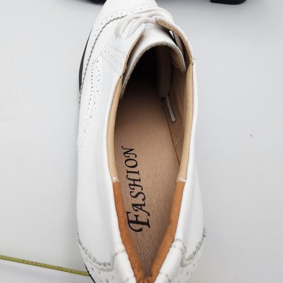 White‎ block Heal lace tie Oxford Shoes by Dadawen Ladies size 10.5 NWT - Picture 7 of 16